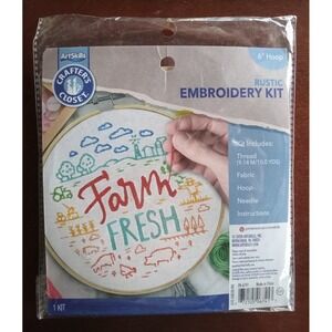 "Farm Fresh" Art Skills Floral Embroidery Kit 6" Hoop Crafter's Closet NEW